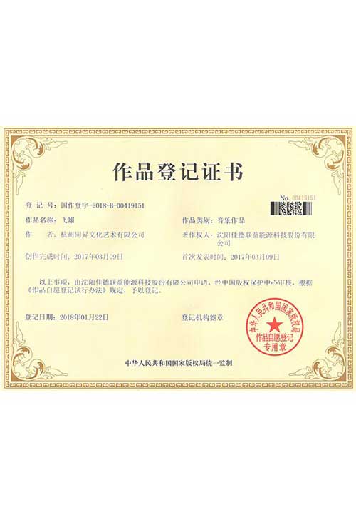 作品登记证书（歌曲《飞翔》）